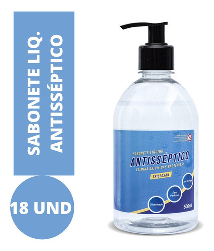 Imagem 1 de 1 de Sabonete Líquido Antisséptico 500ml Kit Com 18 Unidades