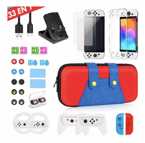 Estuche Protector Nintendo Switch Oled Pack 33 En 1 G1