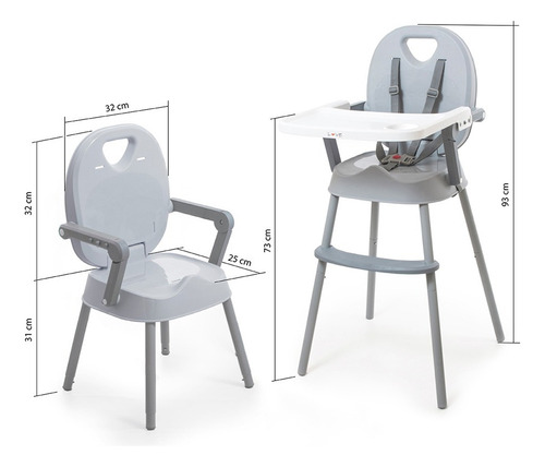 Silla De Comer Bebe 3 En 1 Love 660 Convertible Booster Color Verde Silla Convertible