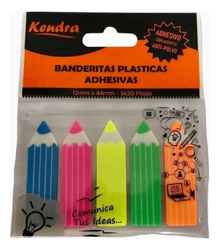 Banderitas Plasticas Adhesivas Lapiz Kendra 5 Colores