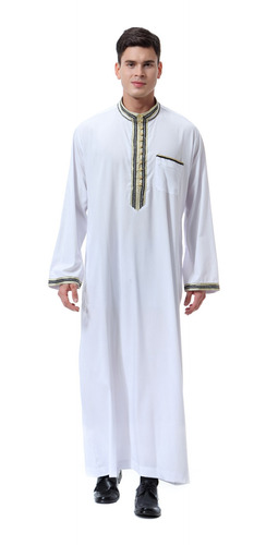Thobe Kaftan Islámico Abaya Vestido Dubai De Manga Larga