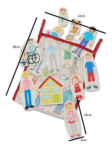 Imagen 2 de 10 de Familia Al Agua Juguetes Didacticos Goma Eva Con Bolsa Red