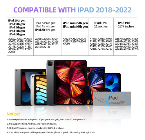 Lápiz Para iPad Air & iPad Pro Pulgada, Púrpura Con Rechazo
