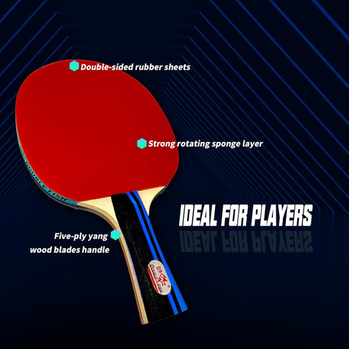 Double Fish Ping Pong Paddle Set Of 4, 6 Ping Pong Balls ...