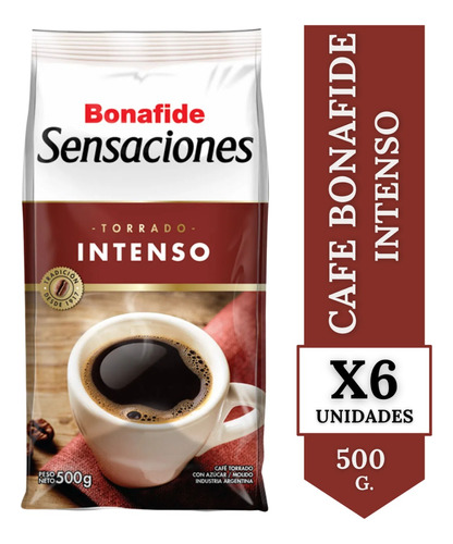 Café Bonafide Sensaciones Torrado Intenso Pack X 6 X 500g.