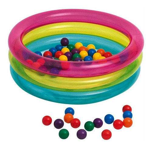 Piscina Inflable 3 Anillos + 50 Pelotas Entretenidas Intex  