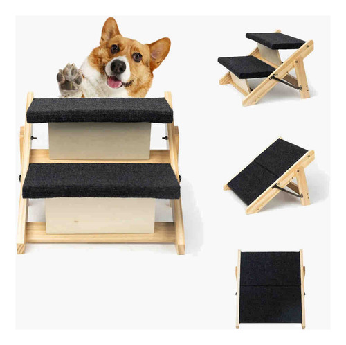 Escalera Plegable Para Mascotas Escalones 2 En 1 Rampa