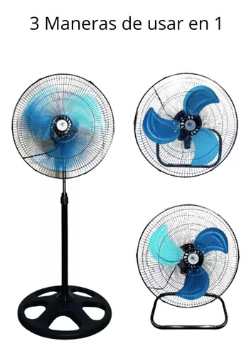 Ventilador 3 En 1 De Piso Pared Pedestal 3 Aspas Color Negro