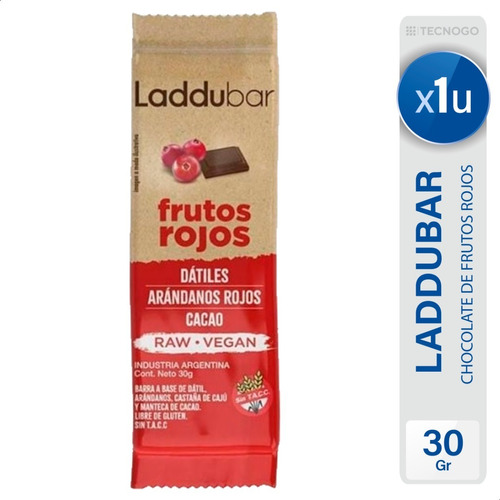 Barrita Frutos Rojos Con Cacao Laddubar Vegan Sin Tacc