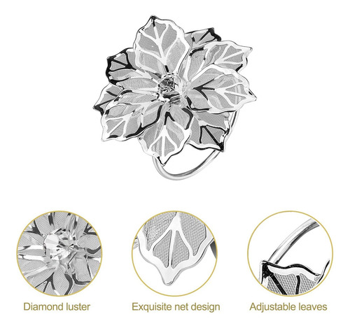 Set De Servilleteros Con Forma De Flor, Dorado Y Plateado, D