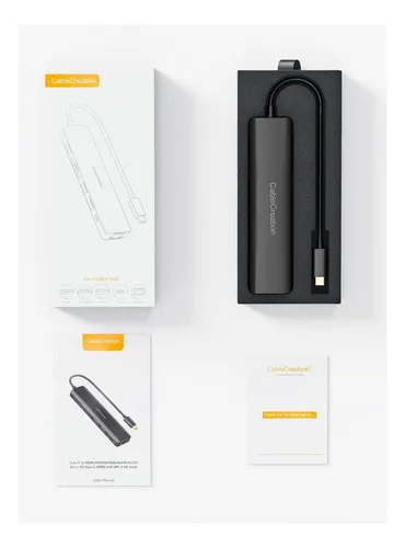 Hub Usb C Con Ethernet, Cablecreation 7 En 1 Hdmi Usb C Con 7 En 1 Negro.