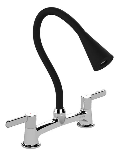 Combinacion Llave Grifo Para Lavaplatos Ferrara Flessi Cromo Negro Marca Stretto
