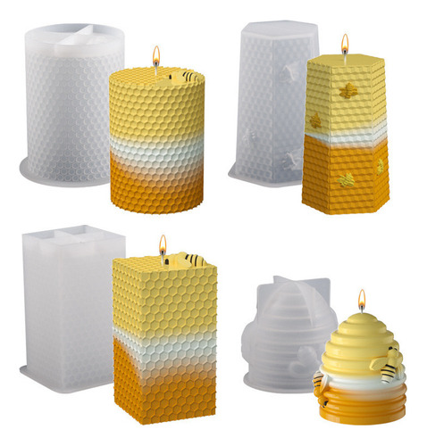 4×molde De Silicona Hecho A Mano For Velas De Nido De Abeja