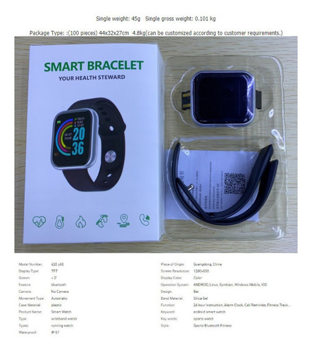 Imagen 2 de 7 de Reloj Inteligente Con Pulsera, Monitor De Frecuencia Cardíac