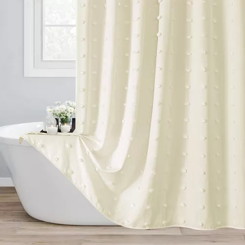  MitoVilla Cortina de ducha larga blanca de 72 x 78 pulgadas,  cortina de ducha de tela bohemia de 78 pulgadas de largo para decoración de  baño de hotel, cortinas de ducha