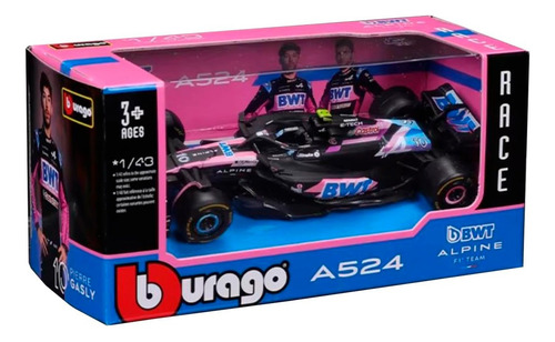 Miniatura Carro Alpine A524 2024 1/43 Bburago Cor Alpine A524 Gasly