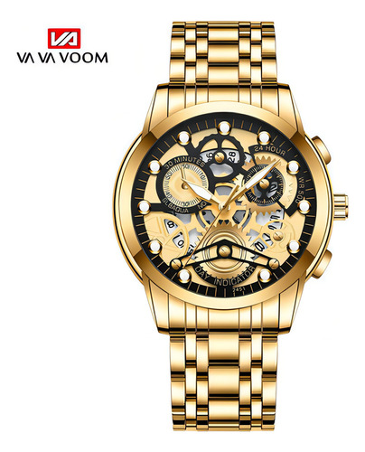 Relojes de cuarzo luminoso Va Va Voom con correa hueca, color dorado/negro