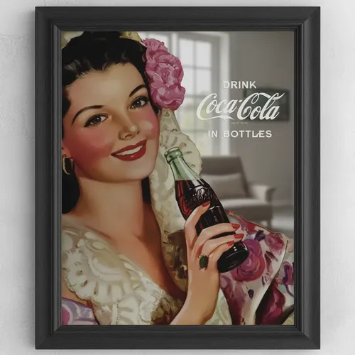 Quadro Espelho Coca-cola 59x53 Brunette Lady M | Frete grátis