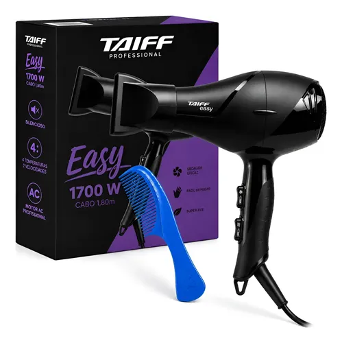 Secador De Cabelo Taiff Easy 1700w Preto Com Motor Ac 127w Preto 127v