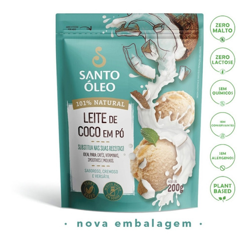 Leite De Coco Zero Lactose S/ Químicos Em Pó Santo Óleo 200g