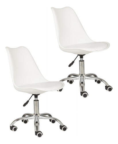 Set 2 Pieza Silla Estilo Holly Eames De Oficina Color Blanco