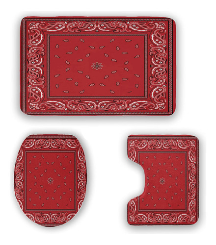 Bandana Roja Patron Colorido Diseño Cachemira Pañuelo Tapete