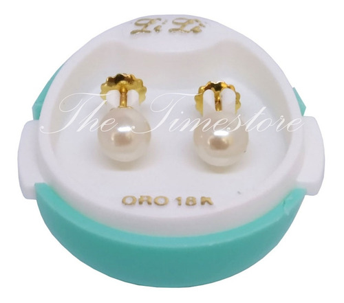 Aros Rosca Tuerca Oro 18k Lili Perla Símil 5-9mm Li-807 Cota