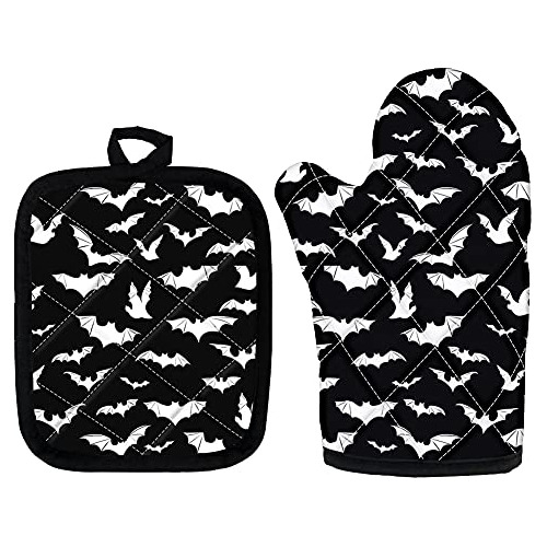 Xhuibop Bat Oven Mitts Y Pot Holders Juego De 2 Piezas Máqui