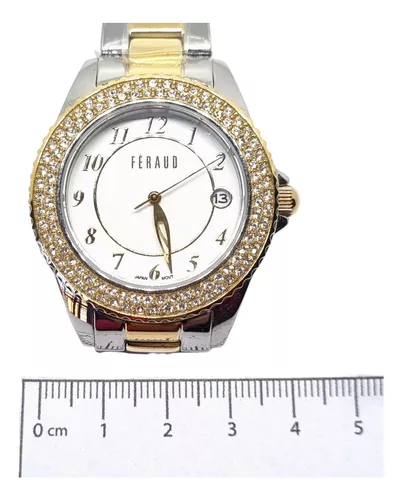 Reloj Mujer Dorado Acero Inoxidable Cubic Fondo Blanco