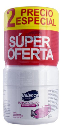 Desodorante Balance Crema Ultra Protección W Caja Con 2 Fras
