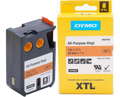 Cinta De Vinilo 24mm Dymo Xtl Color Naranja Ref.1868768