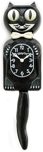 Reloj De Pared Kitty Cat Klock, 32cm, Plástico, Negro