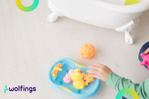 Juego Baño Pelotas Sensoriales Animales Chifle Bañadera Bebe
