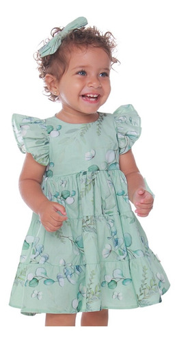 Imagem 1 de 4 de Vestido Infantil Bebê Clássico Judith Céu De Algodão 23001