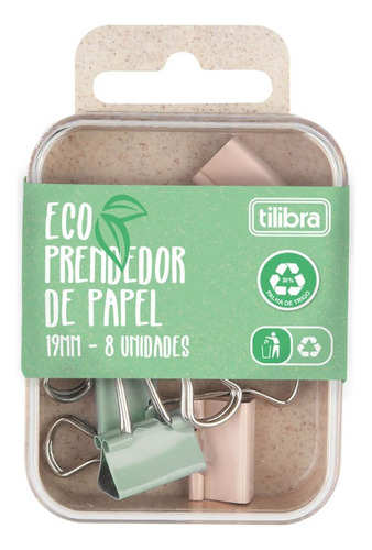 Prendedor De Papel Eco 19mm - Blister 8 Unidades Tilibra