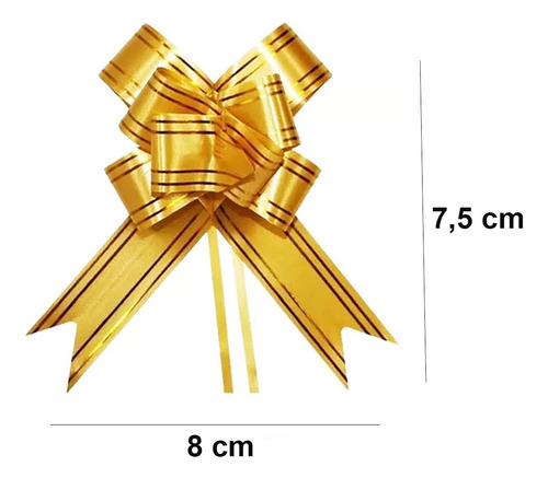 Laço Pronto Dourado 12mm X 250mm(+-) Com 10 Un. - Decorlaço
