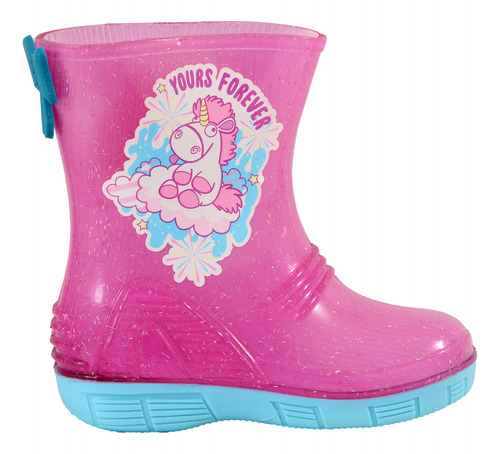 Botas Niña Unicornio Bubble Gummers Plastico Lluvia Glitter