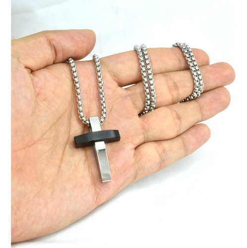Cruz De Acero Inoxidable, Collar Hombre, Medalla Milagrosa Color Plateado