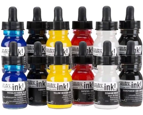 Pack X 10 Tinta Para Dibujo Acrilica Liquitex 30ml 