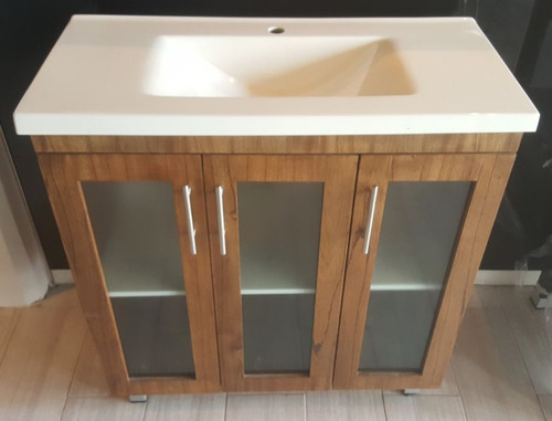 Vanitory Tono Miel 82cm De Ancho C/3 Puertas