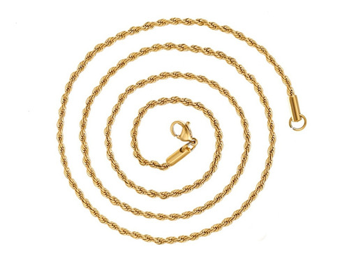 Cadena Oro 24k Lam Torzal 45cm X 2mm Hombre Mujer Regalo