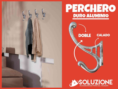 Perchero Duro Aluminio Doble Calado Natural El Mas Vendido!!