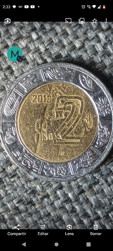 Moneda De 2 Pesos Mexicanos Con Error De Acuñación 