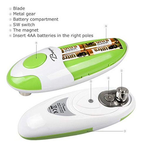 Abrelatas Automatico Para Cocina De Color Verde Elegante Green