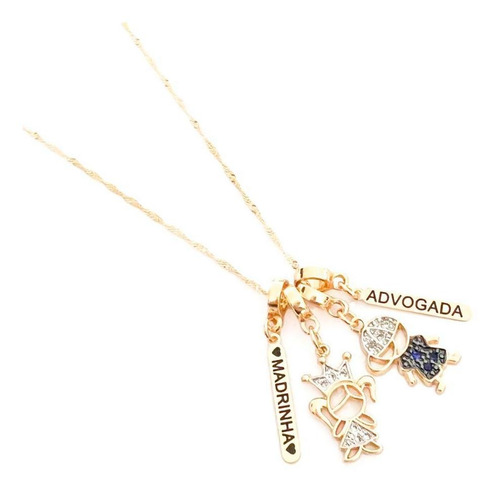 Colar Folhado Feminino Advogada Madrinha Banhado A Ouro 18k