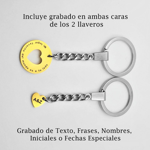 Imagen 3 de 6 de Llavero Parejas Grabado Láser Personalizado 1121