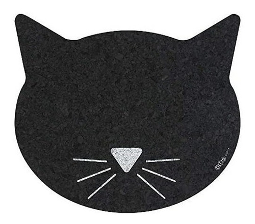 Mantel Individual De Goma Reciclado Con Cara De Gato Negro