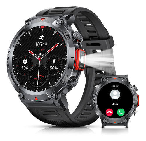 Smart Watch Hombre Con Linterna Reloj Inteligent Militar