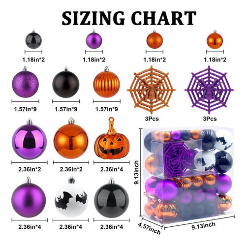 Conjunto De 61 Adornos Inastillables De Halloween Para Árbol