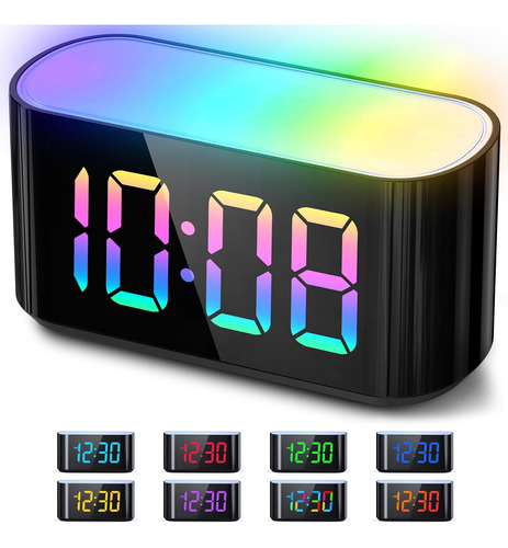 Reloj Despertador Digital Dormitorio, 9 Colores De Luz ...